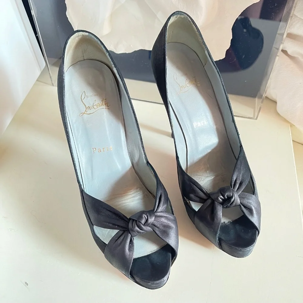 Christian Louboutin Black Peep Toe Heels - Picture 4 of 7